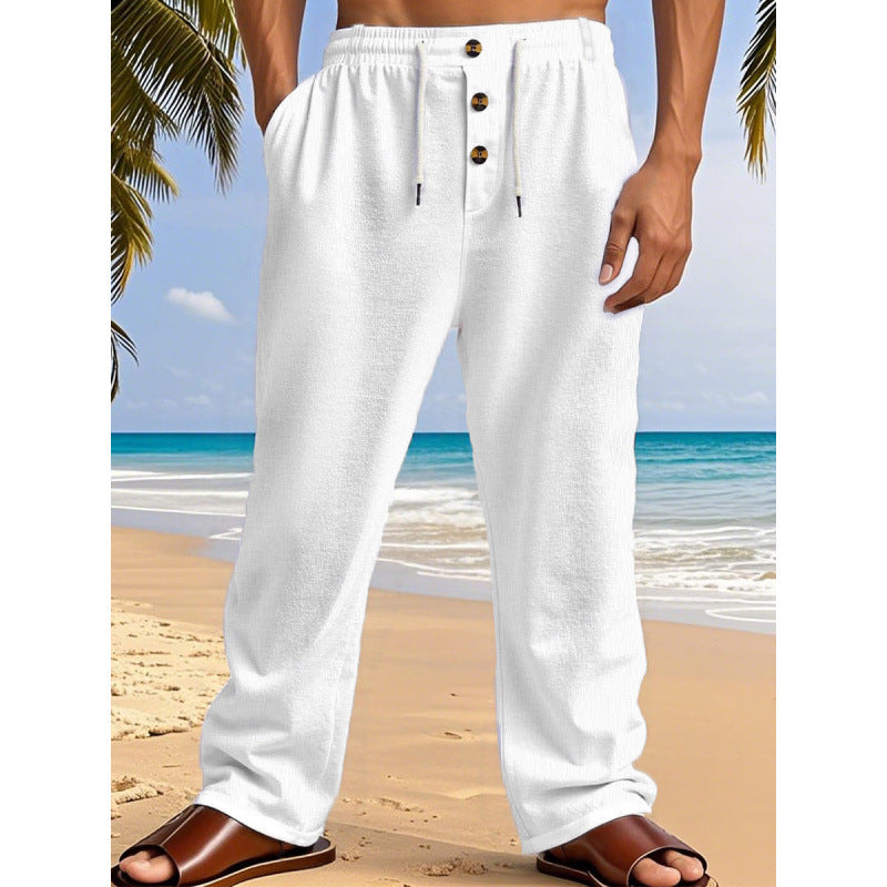 Comfortable summer leisure pants for men with elastic waistband and modern button details Lune London