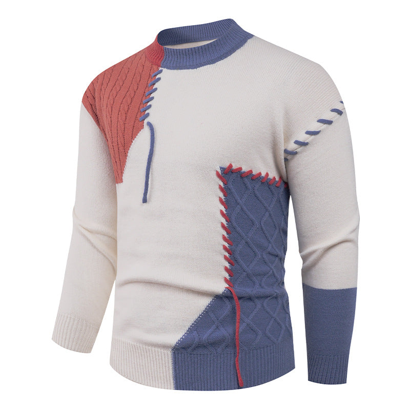 Fashion knit sweater for men with asymmetric twisted pattern Lune London