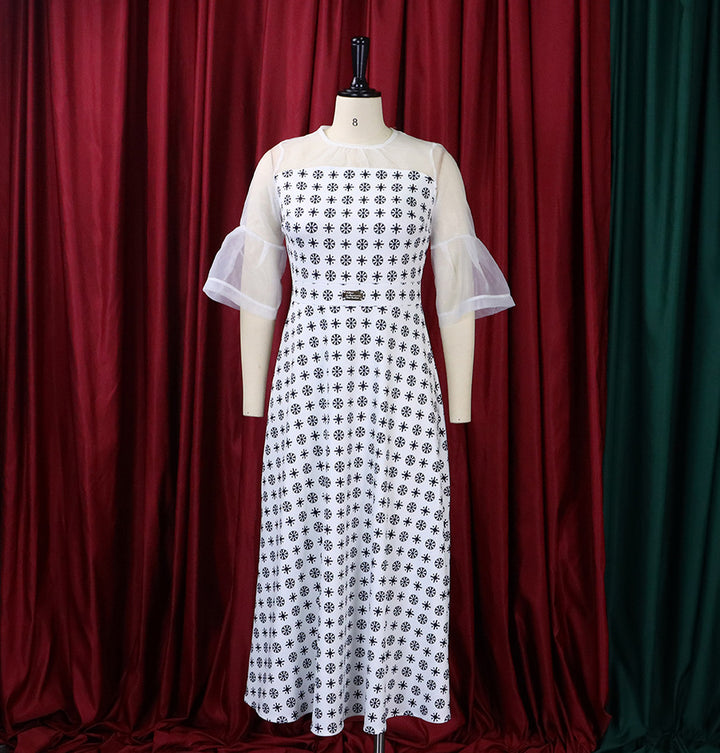 Floral dress for women with transparent sleeves Lune London