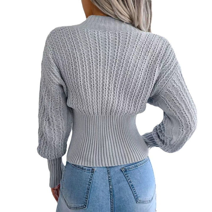 Knitted sweater for women with deep V-neck and elegant lace details Lune London