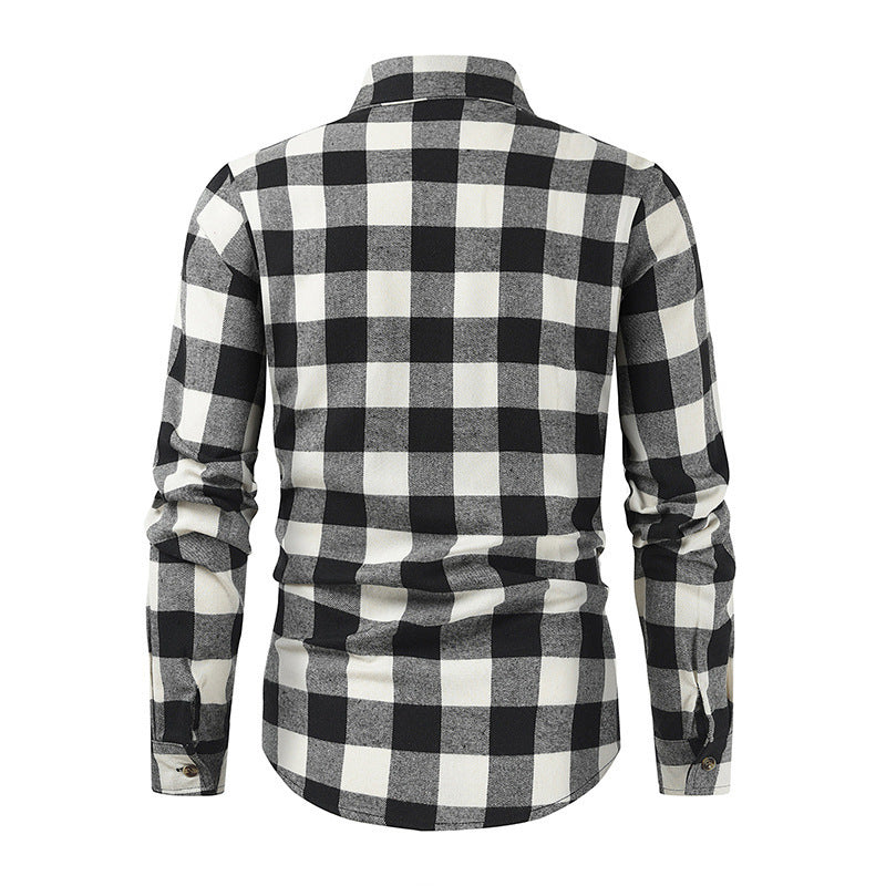 Men's Classic Flannel Shirts with Check Pattern and Practical Chest Pockets Lune London