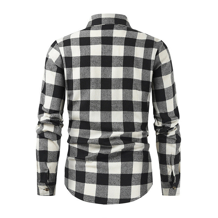 Men's Classic Flannel Shirts with Check Pattern and Practical Chest Pockets Lune London