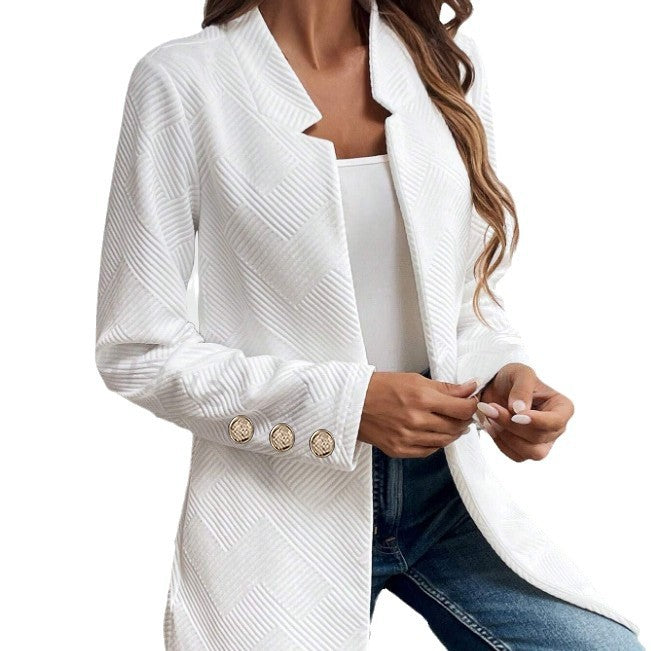 Modern blazer jacket for women with textured design and stylish button details Lune London