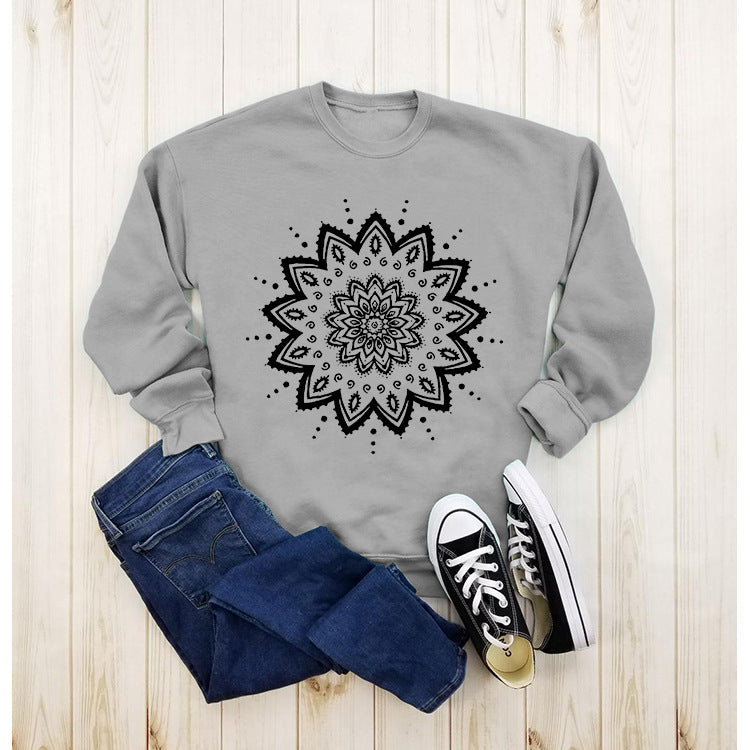Sweatshirt pour femme avec design mandala créatif et coupe décontractée Chic & Stil