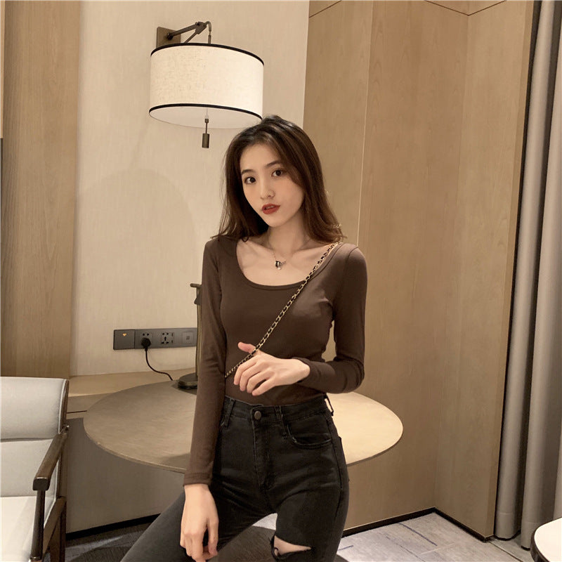 Women's Long Sleeve Bodysuit with Deep Neckline and Figure-Hugging Cut Lune London