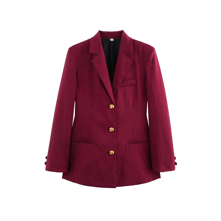 Elegant checked blazer jacket for women with gold buttons Lune London