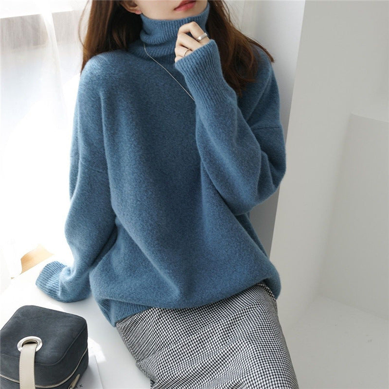 Women Oversized High Neck Sweater with Puffed Sleeves Lune London