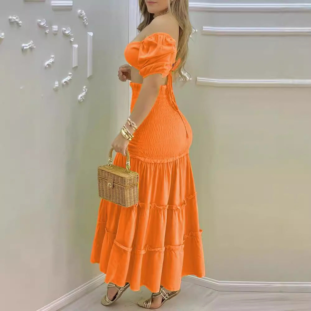 Ladies two-piece with gathered details and a high slit Lune London