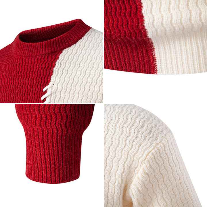 Chunky knit sweater for men with asymmetric pattern and decorative detail Lune London