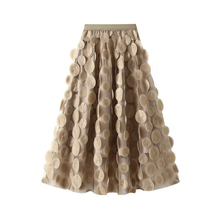 Elegant tulle skirt for women with 3D flower appliqués Lune London