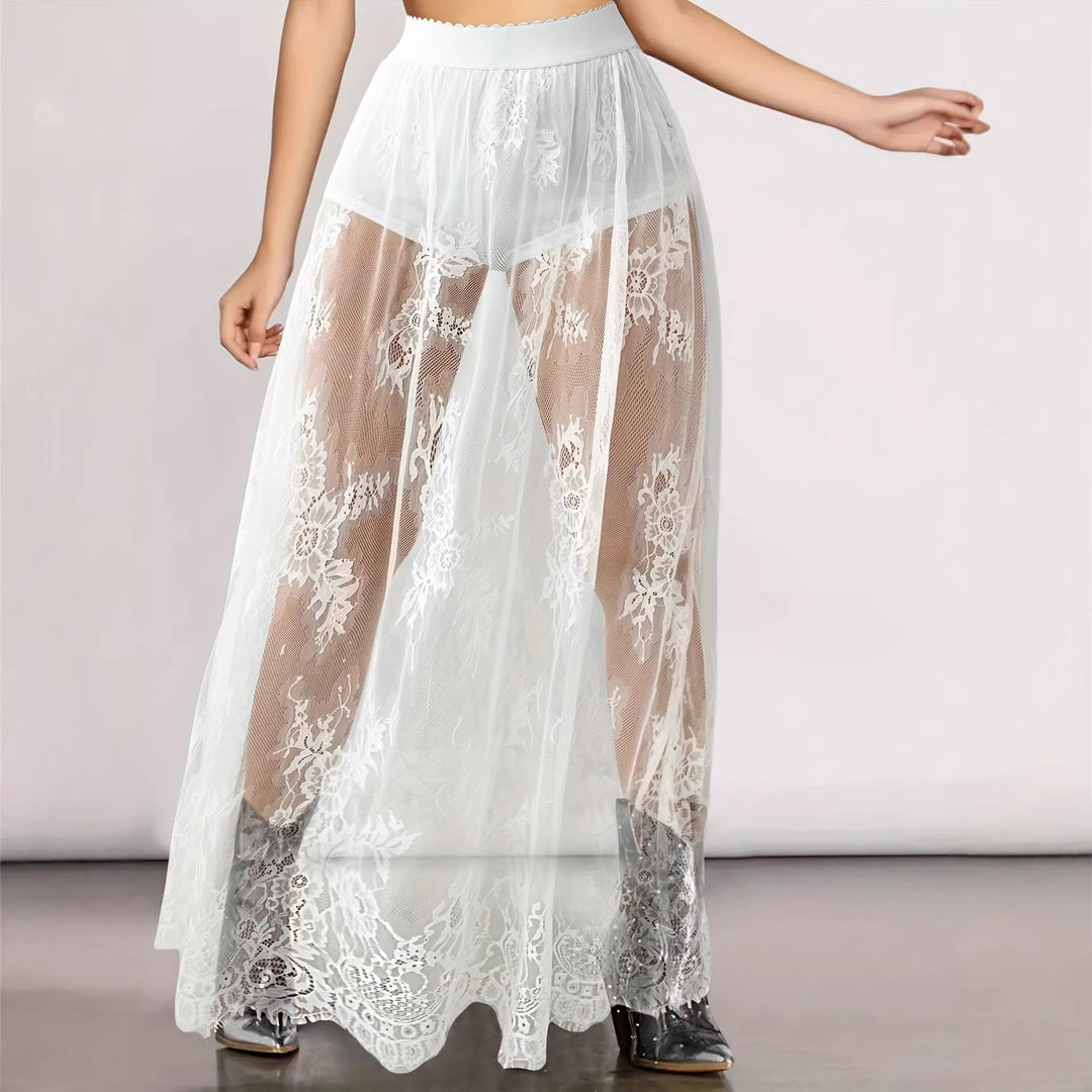 Women Elegant Lace Maxi Skirts with High Waist Lune London