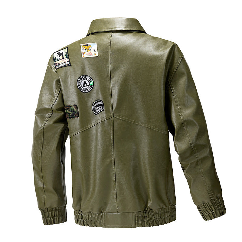Trendy leather jacket for men with practical pockets and elastic cuffs Lune London