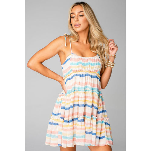Women's casual dress with playful ruffle details and adjustable straps Lune London