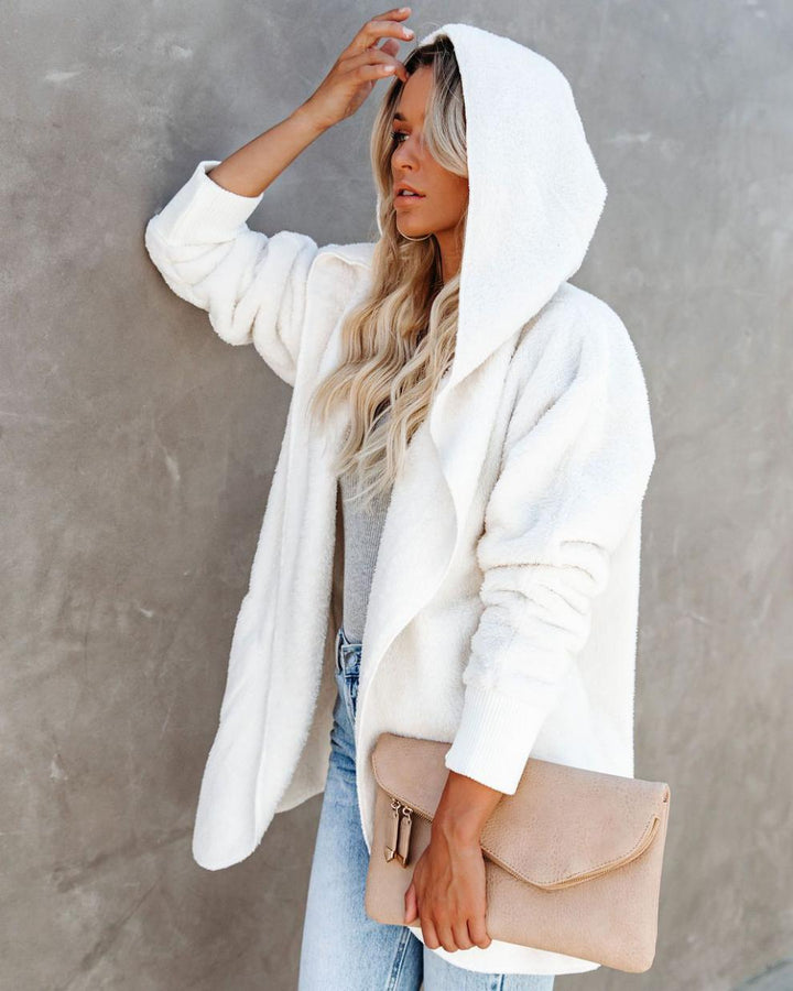 Women Hooded Cozy Jacket in Soft Material Lune London