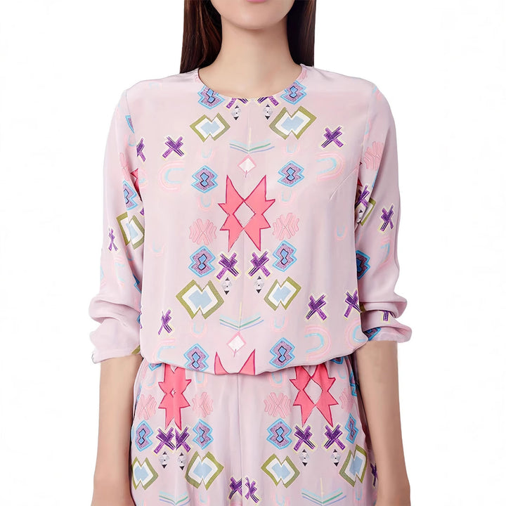 Ladies' lounge set with colorful geometric patterns and an elastic waist Lune London