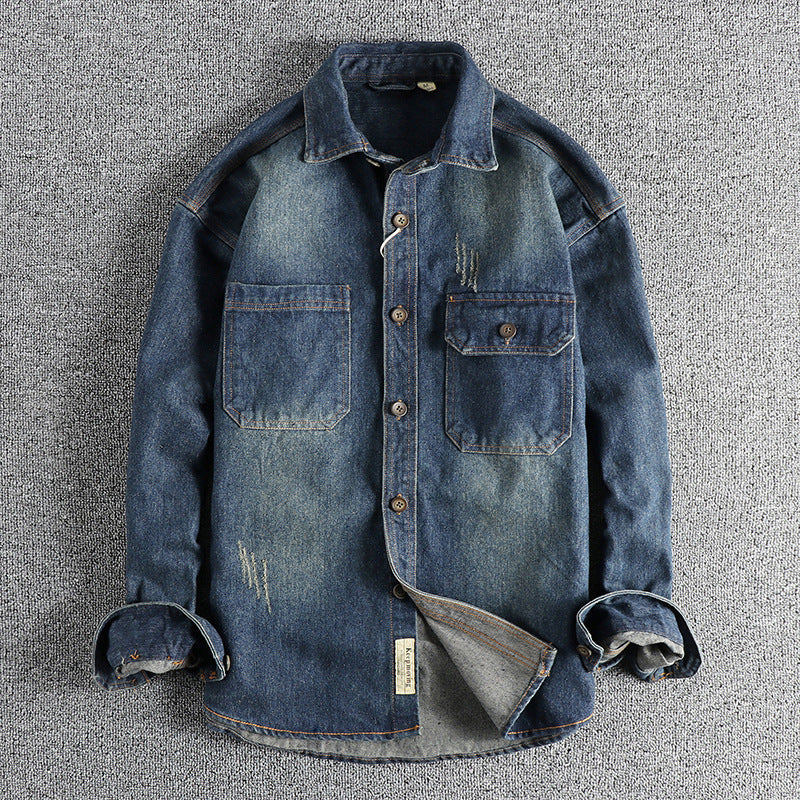Men's denim shirt with flap pockets and vintage design Lune London