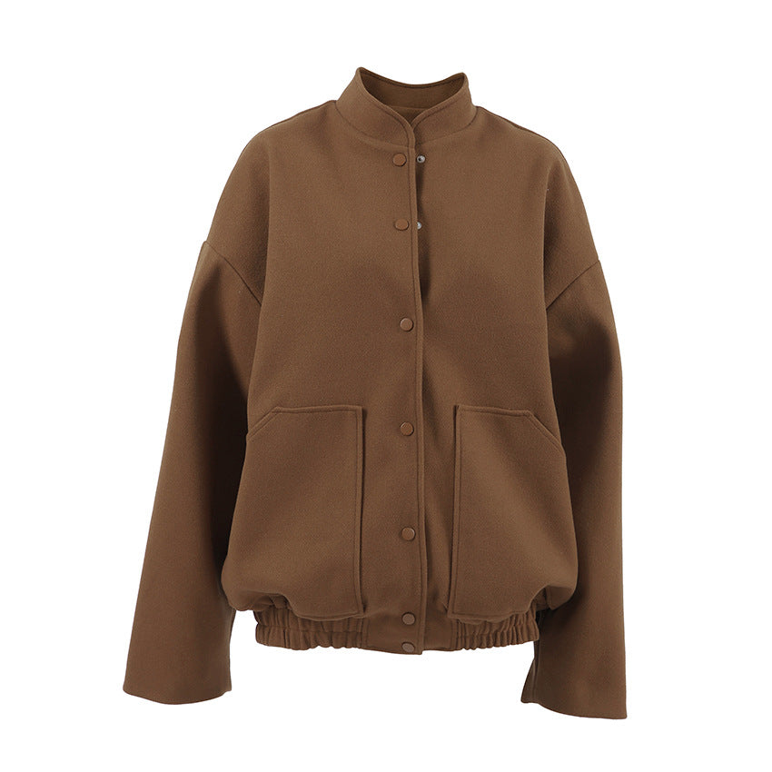 Oversized winter jacket for women with snap button closure and side pockets Lune London
