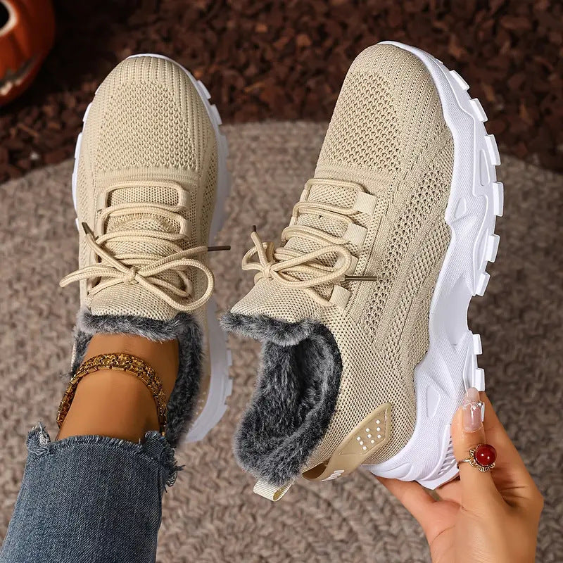 Ladies Cozy Sneakers with Fleece Lining Lune London