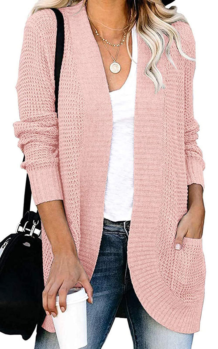 Ladies Casual Knit Vest with Open Front and Practical Pockets Lune London