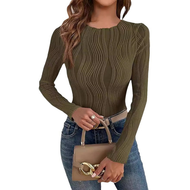 Long sleeve shirt for women with textured wavy pattern Lune London