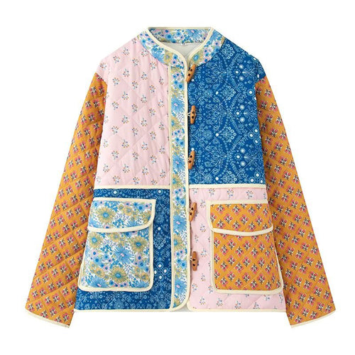 Veste matelassée en patchwork pour femmes avec poches pratiques Chic & Stil