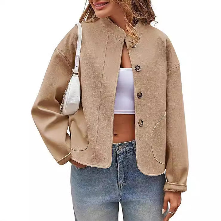 Women oversized button jacket with side pockets Lune London