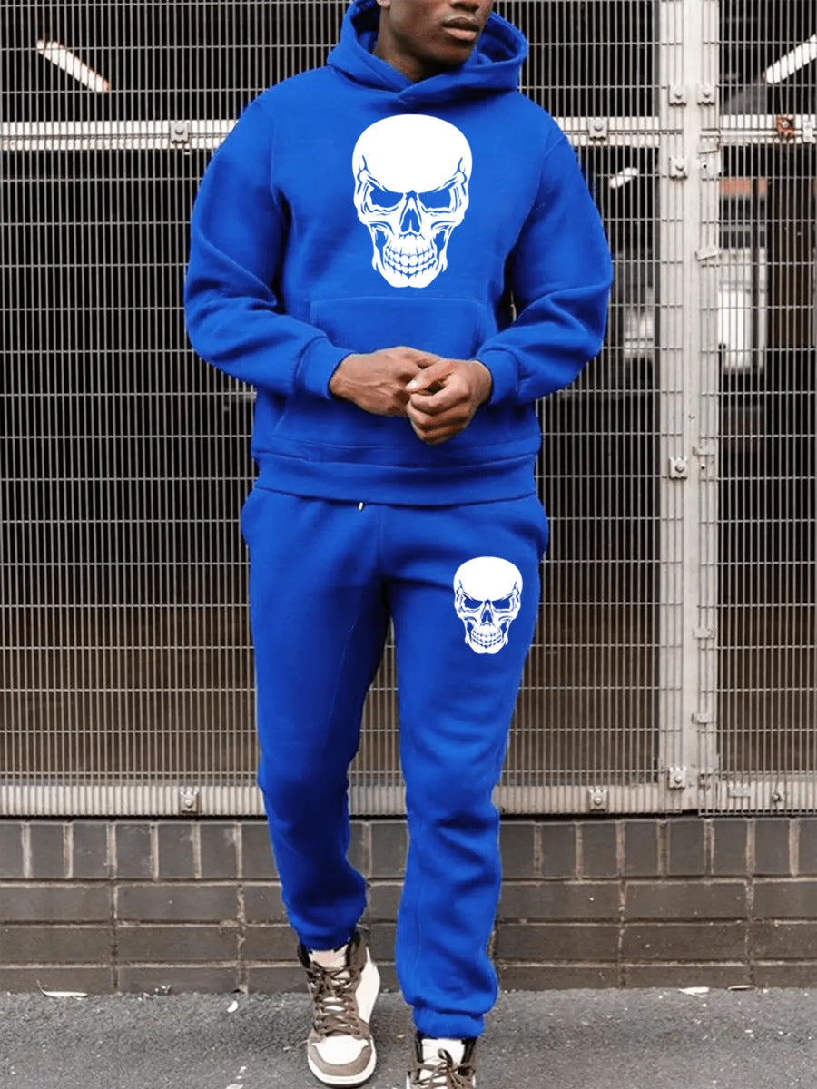 Men's Hoodie and Jogging Set with Chic Skull Art Design