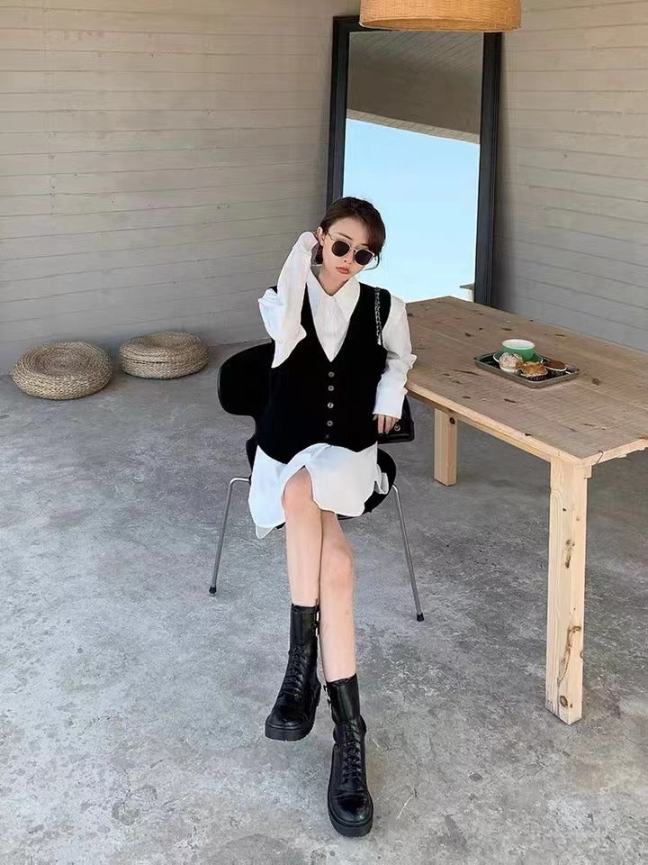 Gilet tricoté pour femmes avec patte de boutonnage élégante et matériau fin Chic & Stil