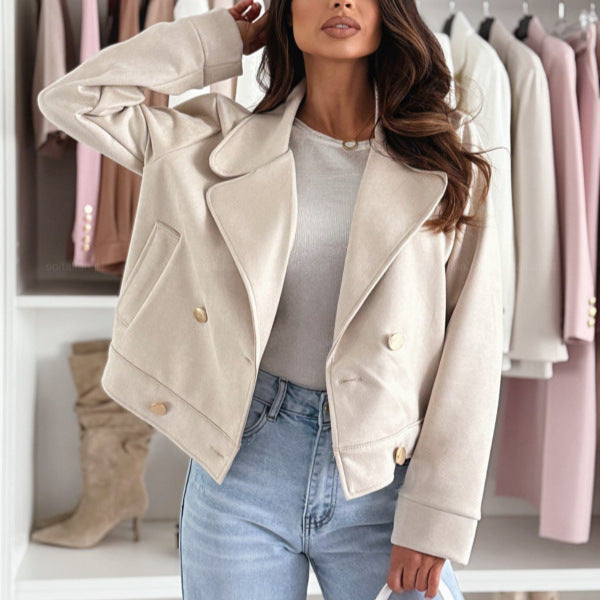 Casual style biker jacket for women with snap button closure and practical pockets Lune London
