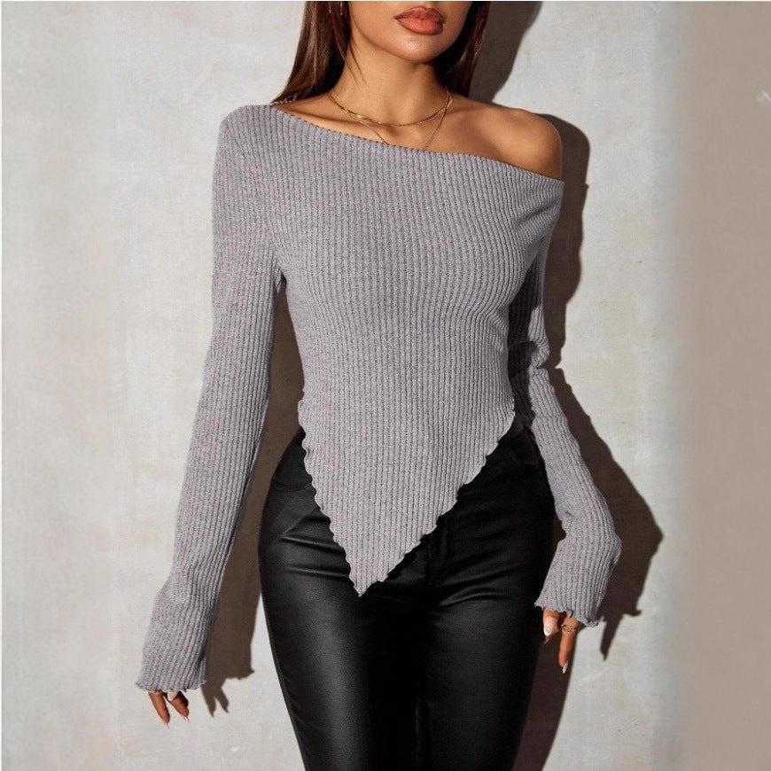 Dames Pull en tricot asymétrique Chic & Stil