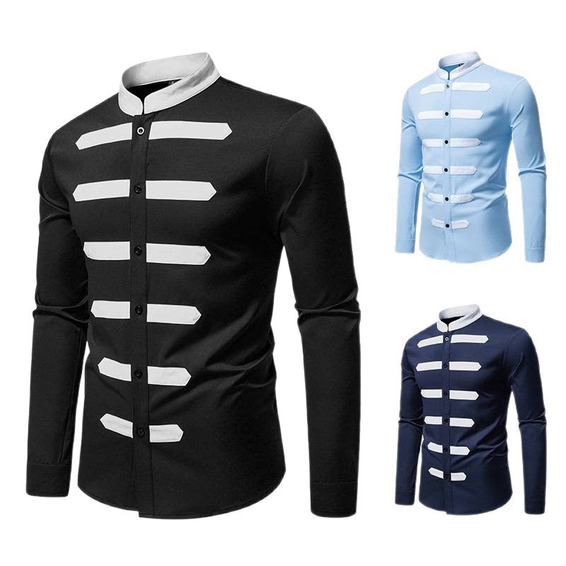 Elegant long sleeve shirt for men with contrasting inserts Chic and Style