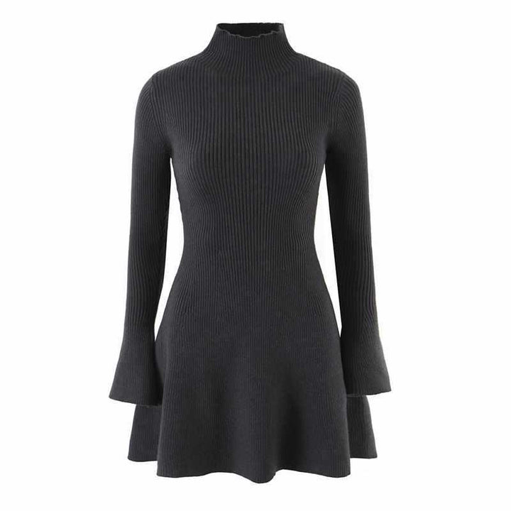 Elegant sweater dress for ladies with high collar and flared sleeves Lune London