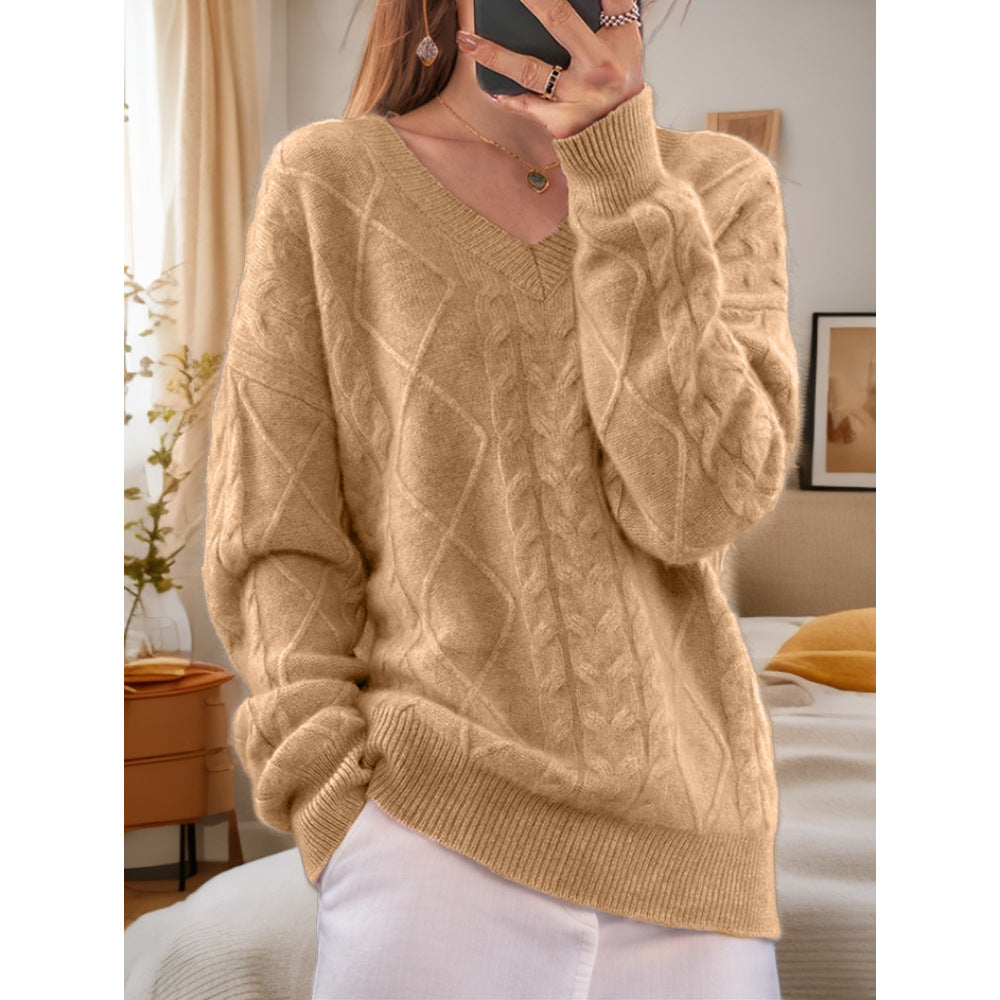 Ladies Elegant Knitted Sweater with Detailed Twisted Pattern Lune London
