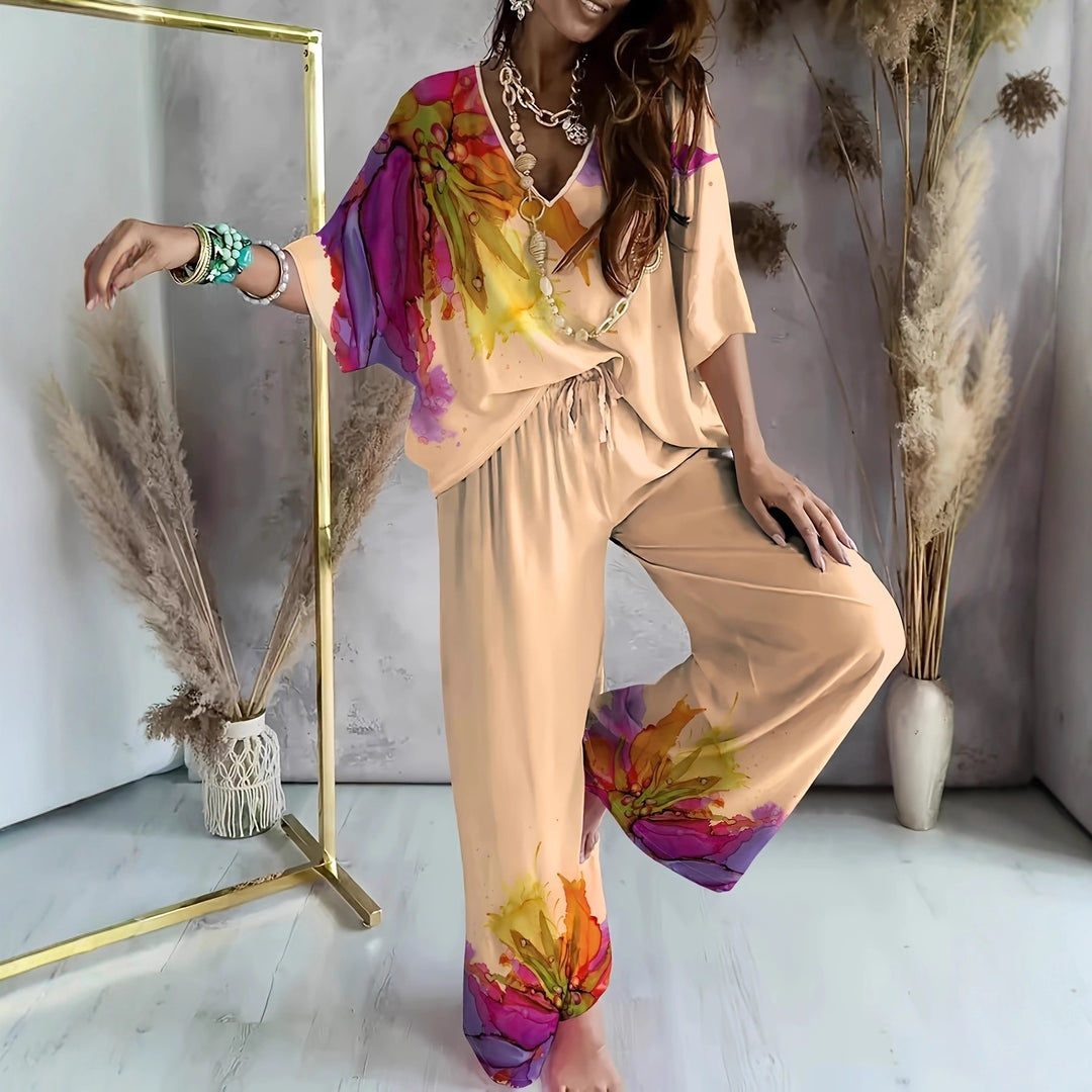 Women's Elegant Two-Piece Suit with Artistic Print Lune London