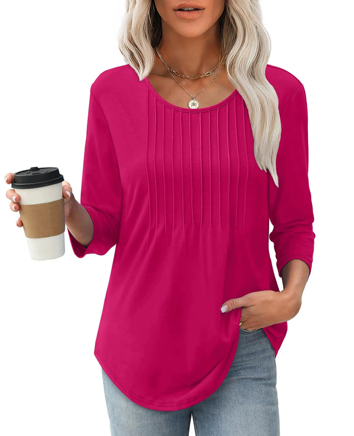 Ladies elegant long sleeve shirt with gathers Lune London