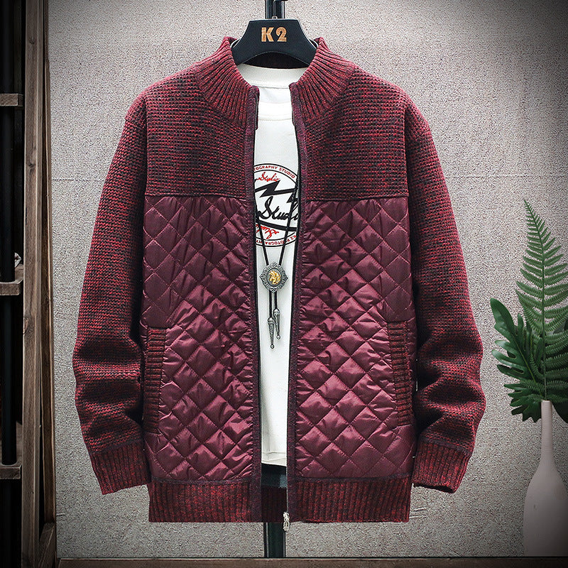 Modern quilted jacket for men with knit top and high collar Lune London