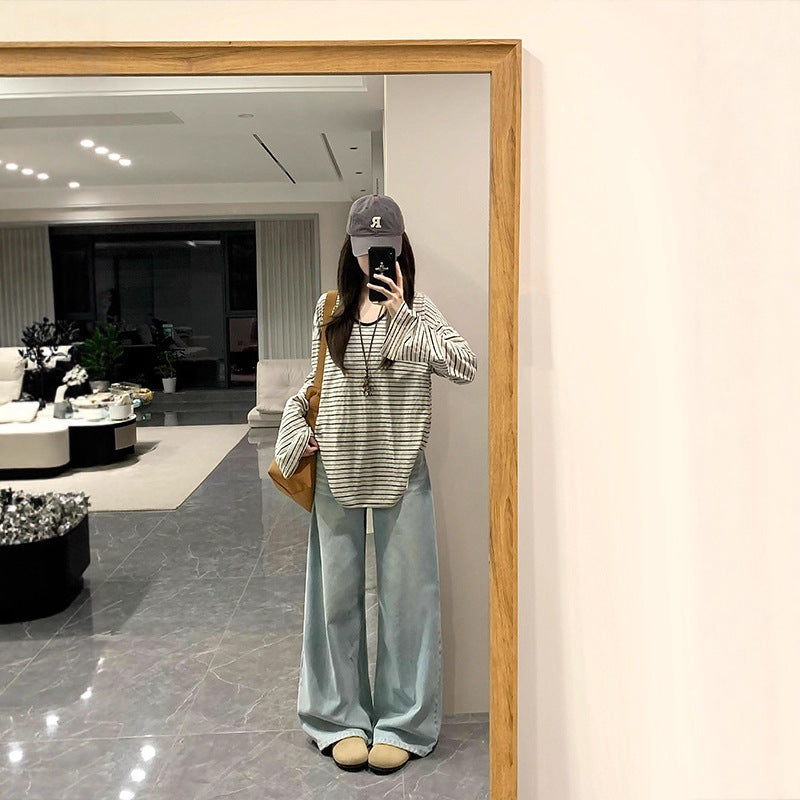 Women's casual long-sleeved striped top Chic & Stil
