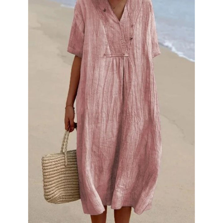 Casual midi dress for ladies with V-neck and loose fit Lune London