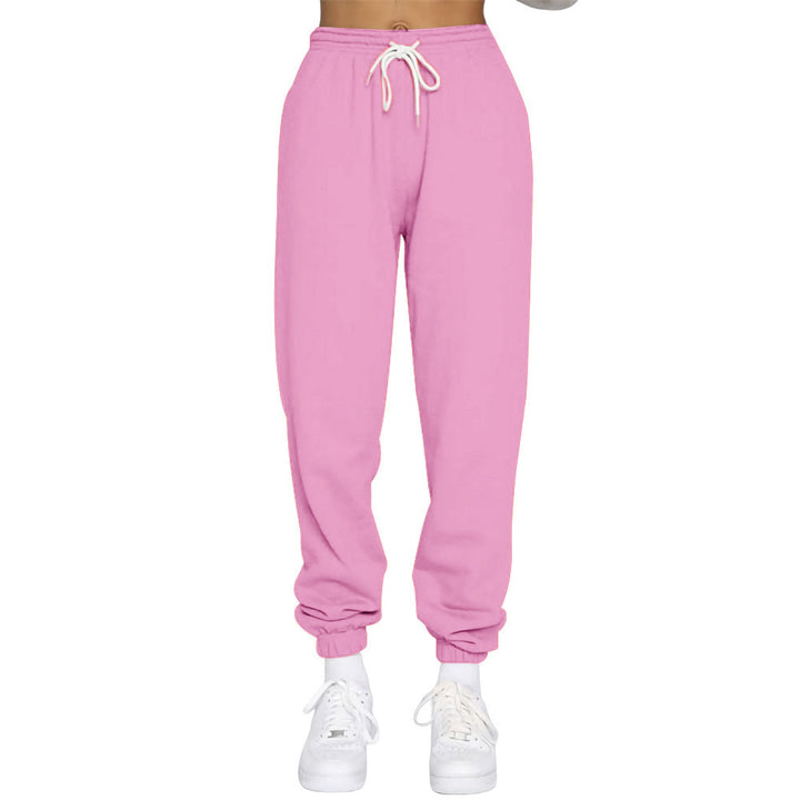 Sporty high-waisted jogger pants for women with drawstring Lune London