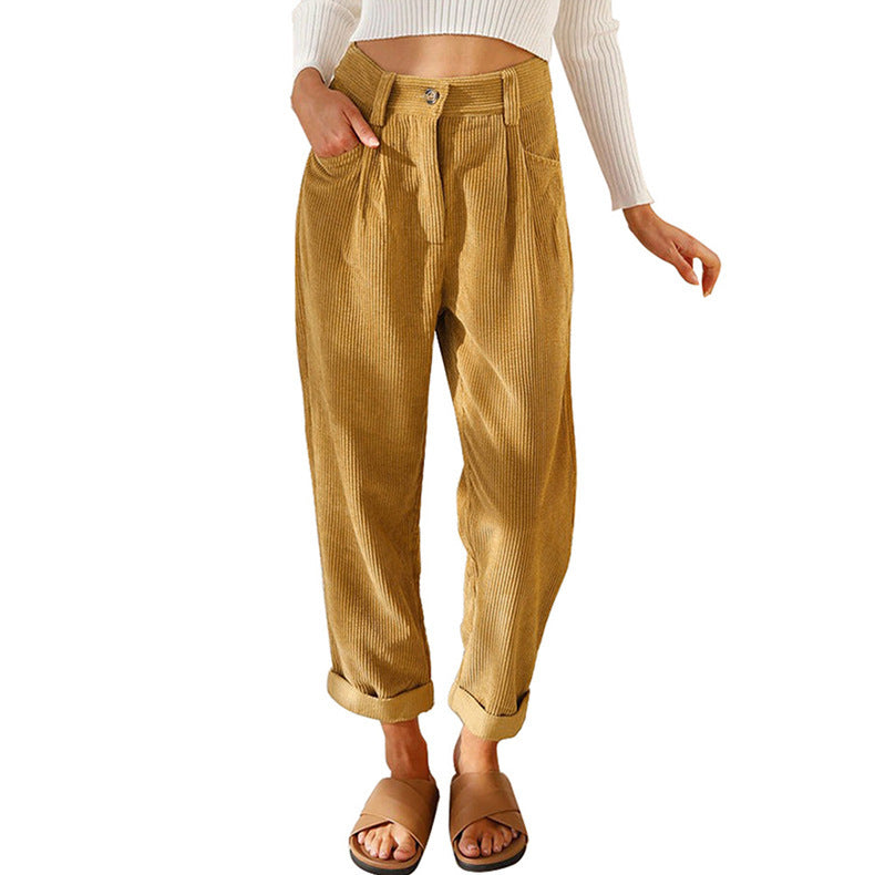 High-waisted corduroy pants for women with a relaxed fit Lune London