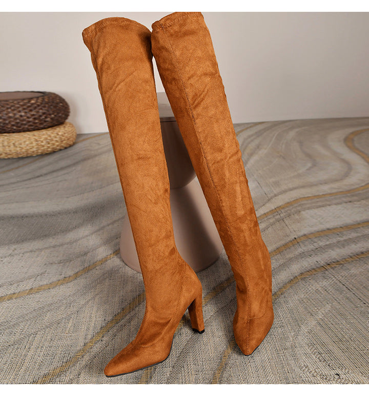 High boots for women with heels and elastic inserts Lune London