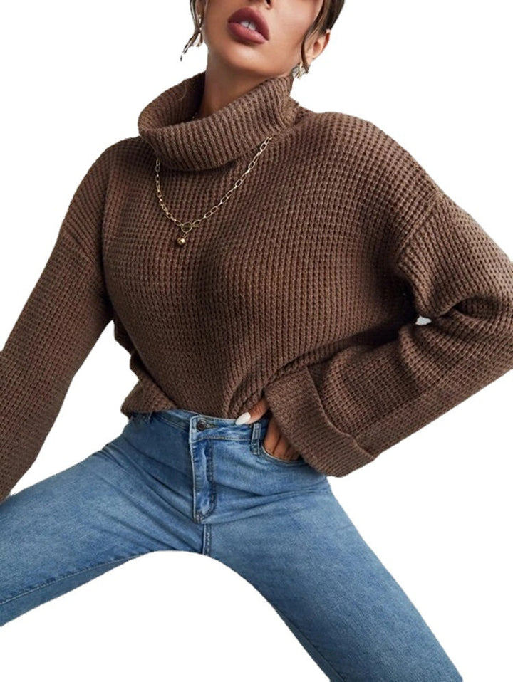 Knitted sweater for women with high collar and textured surface Lune London