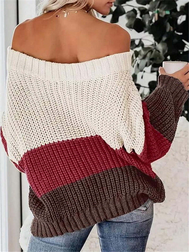 Oversized knit sweater for women with a relaxed fit and open shoulder Lune London