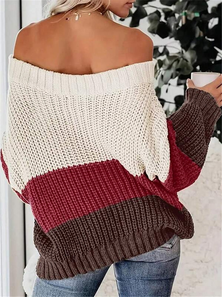 Oversized knit sweater for women with a relaxed fit and open shoulder Lune London