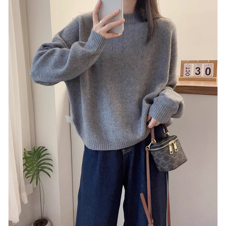 Pull-over tricot confortable pour dames avec des accents scintillants Lune London