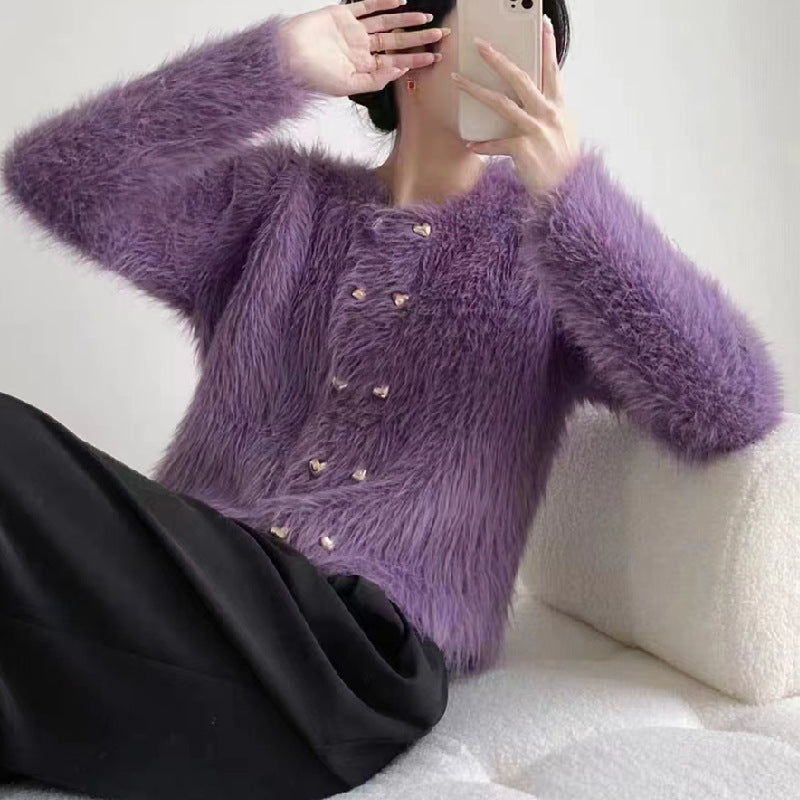 Cardigan confortable pour femmes avec des boutons décoratifs Chic & Stil