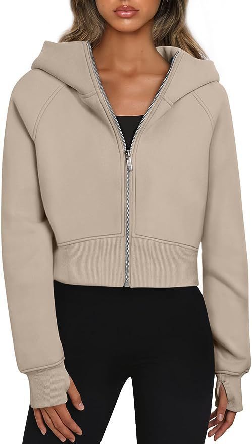 Cropped hoodie jacket for women with full zip Lune London