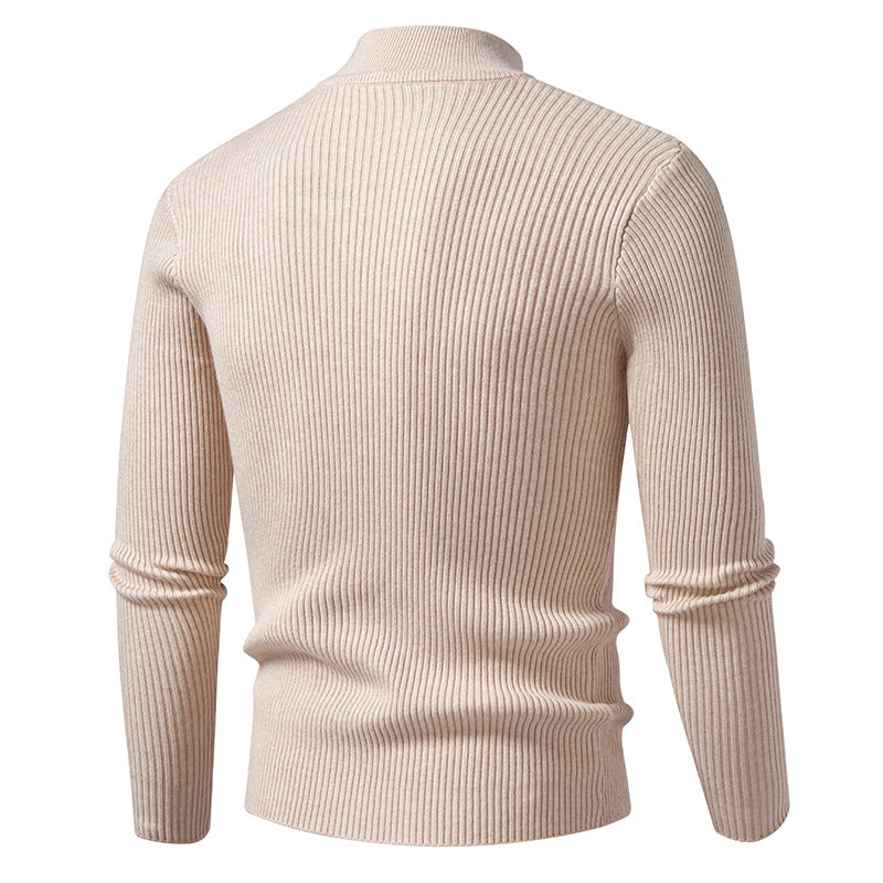 High-quality stretch wool men's turtleneck sweater with ribbed texture Lune London