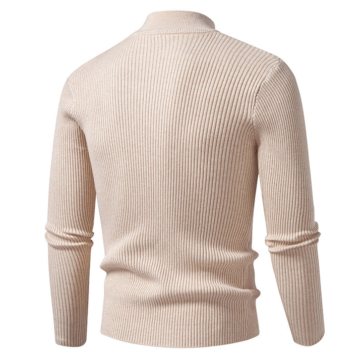High-quality stretch wool men's turtleneck sweater with ribbed texture Lune London