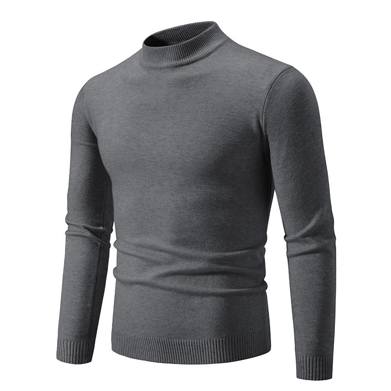 Men's Fine Knit Pullover with High Collar and Elastic Cuffs Lune London